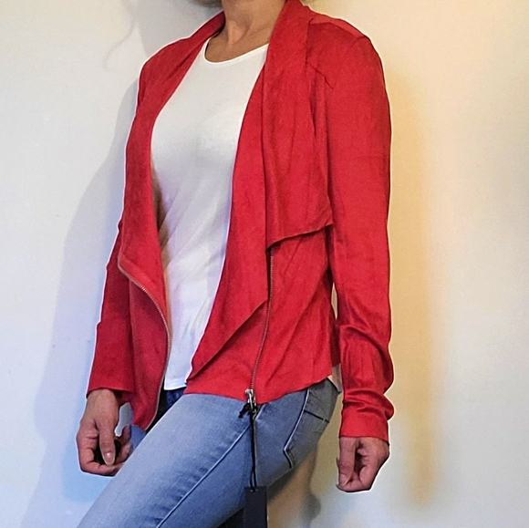 BLANK NYC faux suede long sleeve red jacket - Picture 4 of 7